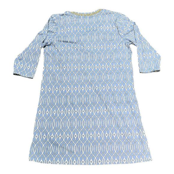 Sunsets & Sweet Tea Womens Blue & White Gold Geometric Tunic Dress Midi Summer - Picture 4 of 4